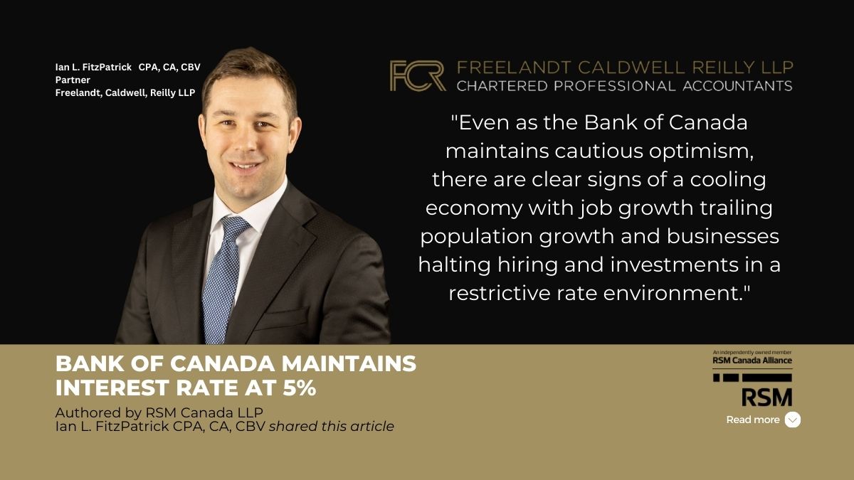 Bank of Canada maintains interest rate at 5%
